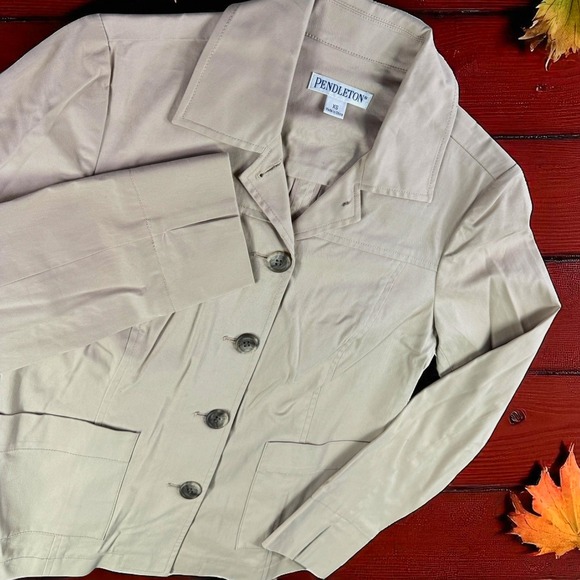 New Pendleton Jacket Women XS Tan Blend Stretch Button Career Office Resort - Picture 1 of 8